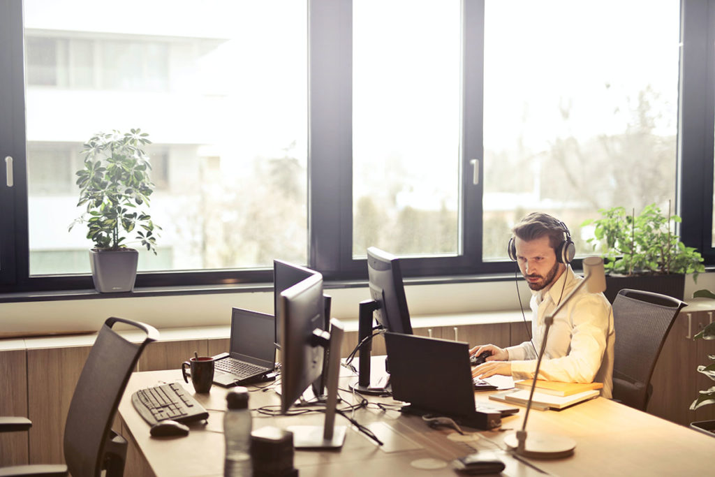 man working in office